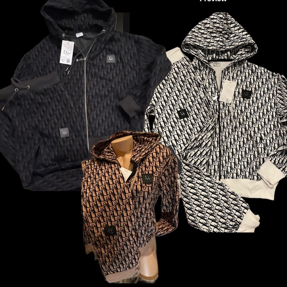 トップス ChristianDior TrackJacket XL Stretch Hooded Track Jacket Navy Blue Cotton and Cashmere Knit | DIOR